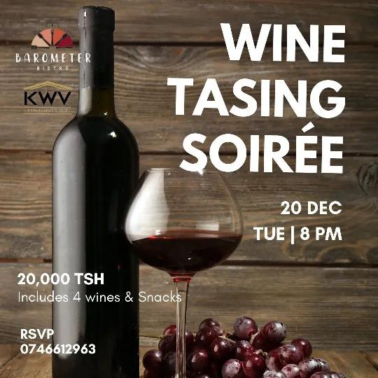 Last day to book !
Our last Wine Tasting Soirée of the year happening on 20th December, Tuesday at 8PM?at Barometer Bistro ! 

J