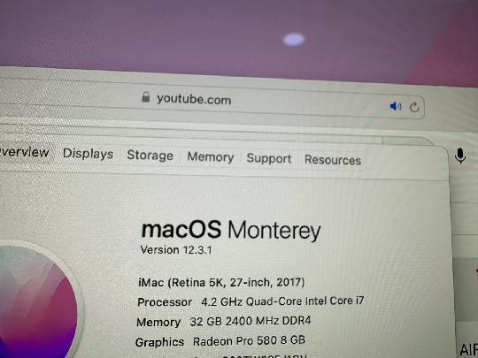 iMac 2017 5K Retina Display
Processor 4.2GHz Intel core i7
Ram 32GB DDR4
Ssd storage 1TB
Graphics 8GB
Full keyboard and mouse ma