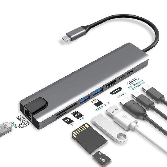 8in 1 usb hub with ethernet port✅

65,000/= fixed 

Fast 60hz
Type c ports ✅
Usb port✅
Hdmi✅
Ethernet ✅
Sdcard ✅