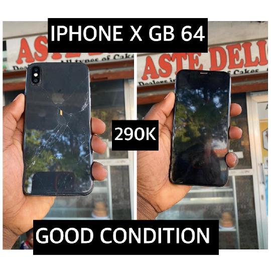 IPhone X gb 64? imepasuka kioo cha nyuma Clean  sanaa everything works perfectly fine only for 290K seems like a good day to liv