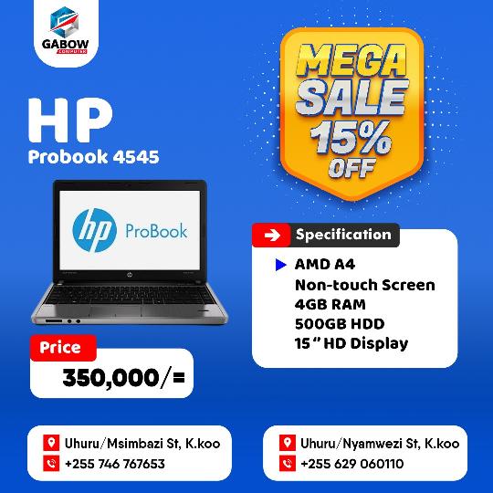 Get HP PROBOOK 4545 , For 350,000/= Only....
High Performance Laptop

For more information: Call us 0629060110 or 0746 767653 Or