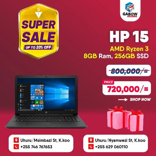 SUPER SALE 20% OFF 

Get HP 15 Ryzen 3, For 720,000/= Only.... 

High Performance Laptop 

For more information: Call us 0629060