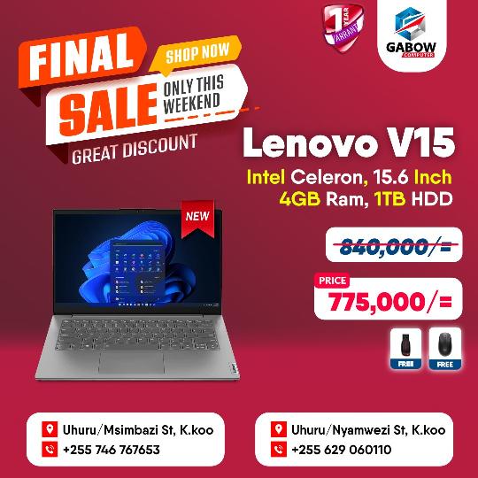 New Arrival
Lenovo V15, For 775,000/= 

Free Mouse & Flash will be provided.

For more information: Call us 0629060110 or 0746 7