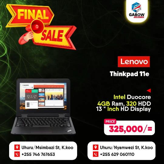 New Arrival
Lenovo Thinkpad 11e, For 325,000/= 

Free Mouse provided.

For more information: Call us 0629060110 or 0746 767653 O