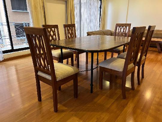 Reduced to go…. 6 Dining chairs ONLY (Table is not for sale)… 
.
Brand New hardwood chairs (high end finish and fabric).. 
.
Ori