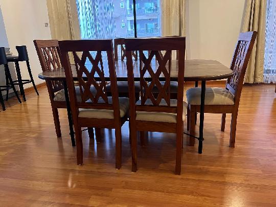 Reduced to go…. 6 Dining chairs ONLY (Table is not for sale)… 
.
Brand New hardwood chairs (high end finish and fabric).. 
.
Ori