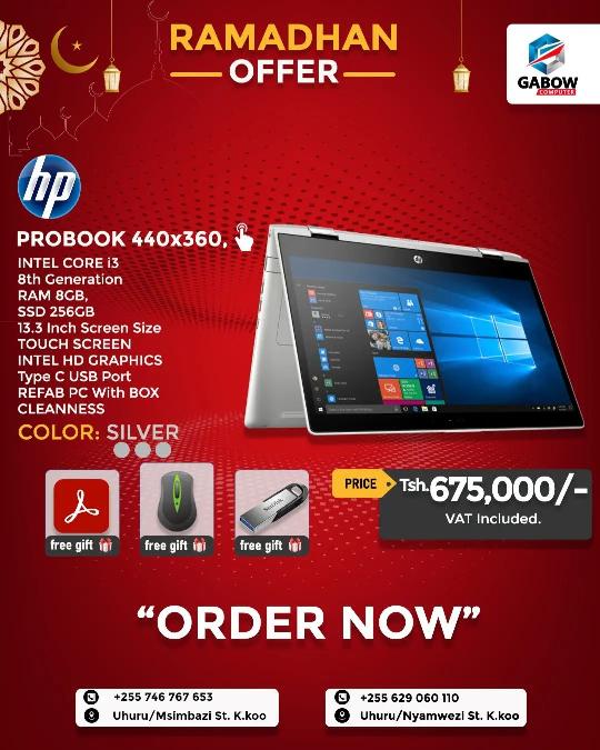 New Arrivals ?

HP ProBook 440 x360.
Intel core i3
8th generation
Touch screen 

for Tsh.675,000/- only
 
? Gifts
Free Mouse ?️
