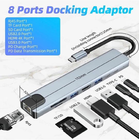 8in 1 usb hub with ethernet port✅

65,000/= fixed 

Fast 60hz
Type c ports ✅
Usb port✅
Hdmi✅
Ethernet ✅
Sdcard ✅